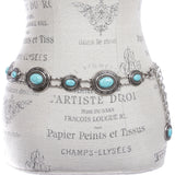 Women's Western Oval Concho Turquoise Stone Chain Belt