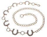 Ladies Rhinestone Horseshoe Metal Chain Belt
