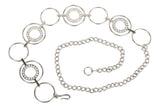 O-Ring Rhinestone Circle Metal Chain Belt