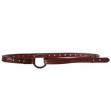 Women's 3/4" (19mm) Perforated Floral Hollow Out Full Grain Cowhide Leather Skinny Loop Belt