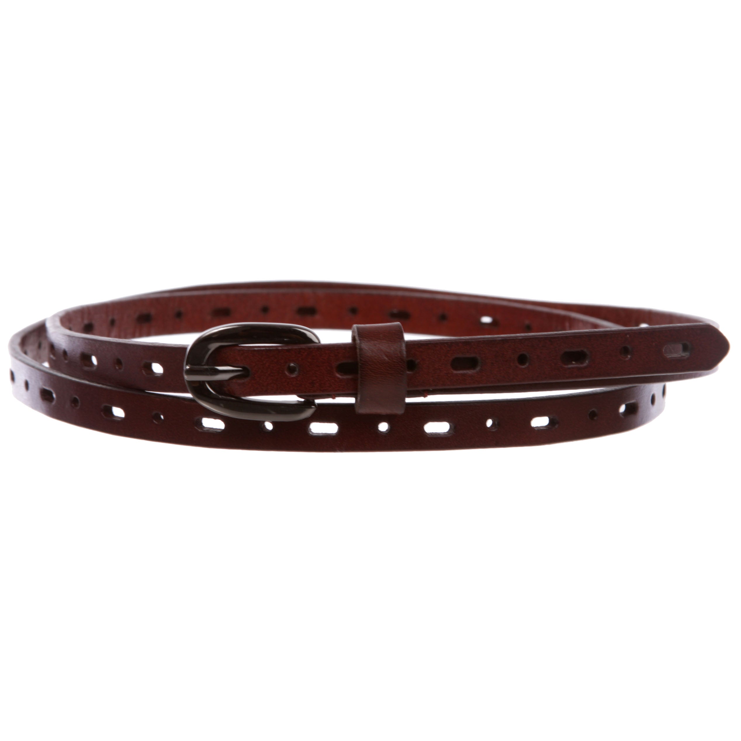 Women's 3/8" (10 mm) Skinny Perforated Casual / Dress Leather Belt