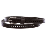Women's 1/2" (13 mm) Skinny Perforated Edge Stitch Casual / Dress Leather Belt