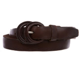 Women's Double Round Self-covered Vintage Distress Casual Leather Jean Belt