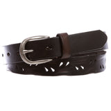 Women's 1 1/8" (28 mm) Perforated Full Grain Leather Casual Jean Belt