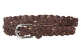 3/4" (18 mm) Braided Woven Skinny Leather Nailheads Belt