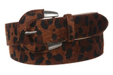 Women's 1 3/8" Semi-covered Leopard Print Animal Fur Fashion Belt
