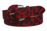 Women's 1 3/8" Semi-covered Leopard Print Animal Fur Fashion Belt