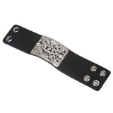 1 3/4" (4.5 cm) Rhinestone Black Leather Wristband Bracelet