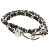 Double Wrap Leather Laced Chain Bracelet