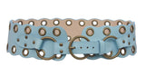 Contour Strap with Two Row Grommets Hardware Wide Fashion Leather Belt