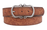 1 1/2" Floral Embossed Vintage Leather Belt