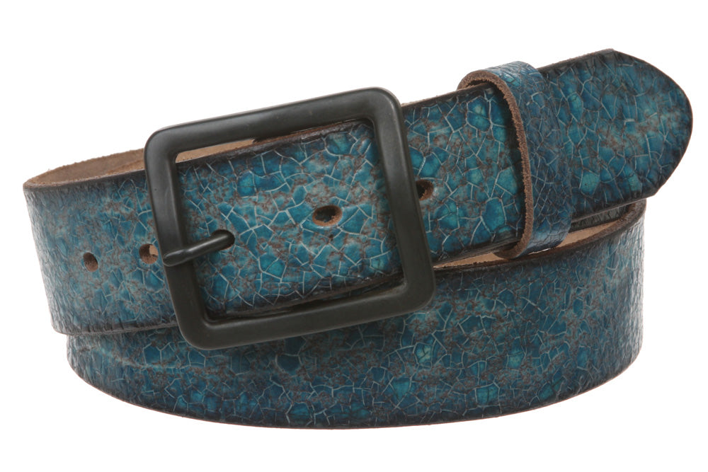 1 1/2" Inch Marble Texture Genuine Leather Belt