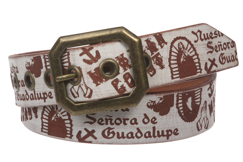 1 1/2" Wide Snap On Embossed Genuine Leather Belt