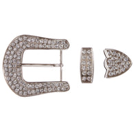 Western Single Prong Rhinestone Belt Buckle Set for Replacement or Leather Craft 1-1/2