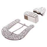 Western Single Prong Rhinestone Belt Buckle Set for Replacement or Leather Craft 1-1/2"