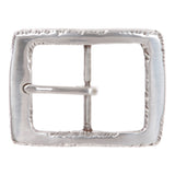 1 5/8" (40 mm) Silver Tone Edge Hammered Rectangular Center Bar Belt Buckle