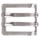 1 5/8" (40 mm) Silver Tone Rectangular Flat Double Prong Belt Buckle