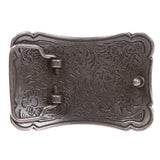 Western Solid Brass Engraved Rectangular Belt Buckle