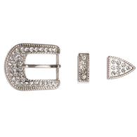 Western 25 mm Rhinestone Belt Buckle Set for Replacement or Leather Craft
