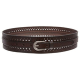 Women's 2 1/4" Wide High Waist Vintage Perforated Cowhide Leather Belt