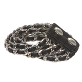 Metal Chain Five Leather Strand Bracelet