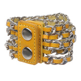 Metal Chain Five Leather Strand Bracelet