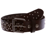 1 1/2" Oil Tanned Metal Circle Studded Vintage Genuine Leather Belt