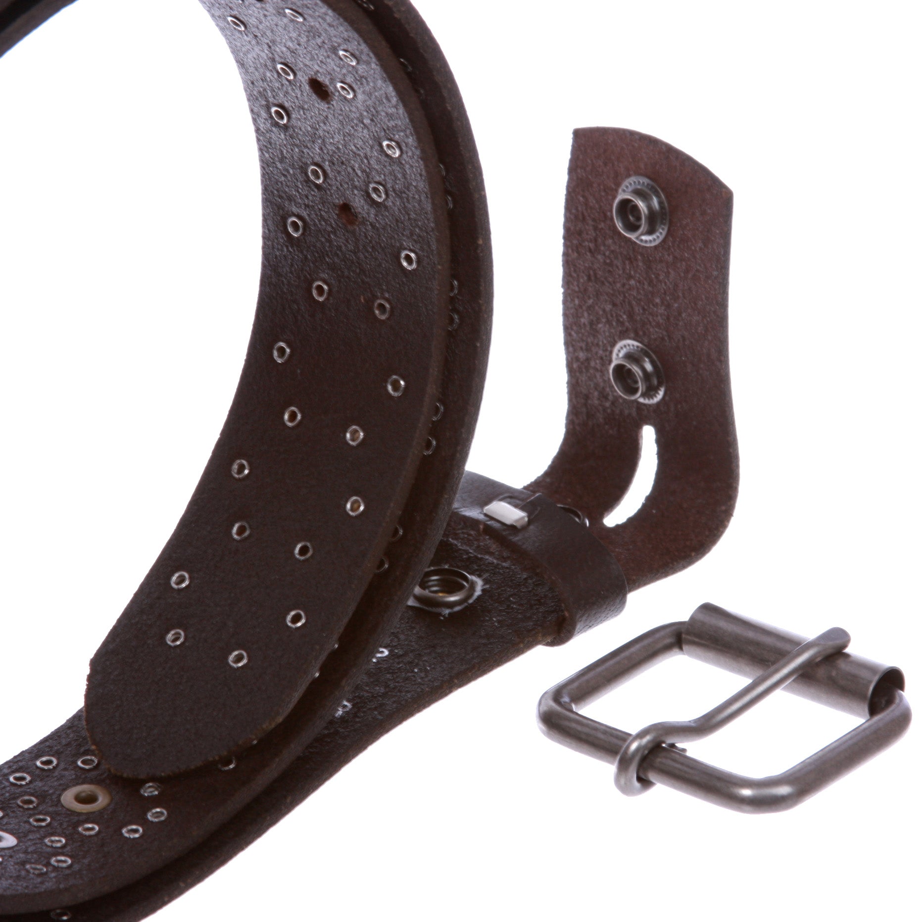 1 1/2" Oil Tanned Metal Circle Studded Vintage Genuine Leather Belt