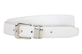 1 1/8 Inch Clamp On Double Loop Silver One Size Fits All Feather Edged Faux Leather Dress Belt