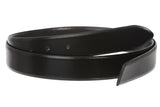 Men's 1 1/8" Black Cut-To-Fit One-Size-Fits-All Feather Edged Single Prong Plain Leather Dress Belt
