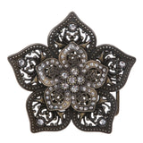 Double Layer Perforated Rhinestone Floral Nickel Free Belt Buckle