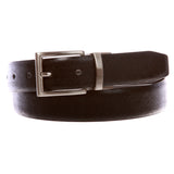 Men's Classic & Fashion Feather Edged Embossed Reversible Leather Dress Belt