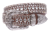Western Rhinestone Silver Studded Leather Belt