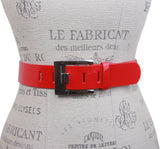 Ladies Square Metal Buckle Patent Plain Leather Fashion Belt