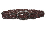 Women's 1 3/4" (45 mm) Braided Weave Leather Belt with Chain Detail