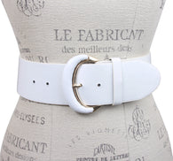 Ladies Oval Gold Buckle Wide Patent Contour Leather Belt