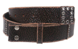 Snap On Oil Tanned Vintage Grommets Genuine Leather Belt Strap