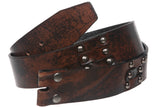 1 1/2" Snap On Vintage Solid Leather Link Belt Strap for Buckles