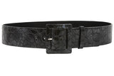 2 1/2" Two Tone Faux Alligator High Waist Patent Square Leather Belt