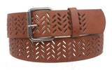 Snap on Perforated Laser Cut Leather Belt