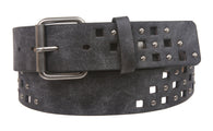 Snap on Perforated Laser Cut Studded Leather Belt