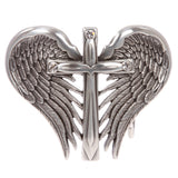 Women's Western Silver heart and Winged Cross Belt Buckle