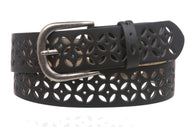 Women's Snap on Perforated Laser Cut Leather Belt