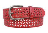Women's Snap on Perforated Laser Cut Leather Belt