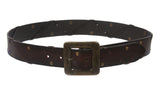 Square Buckle Vintage Distressed Studded Leather Belt