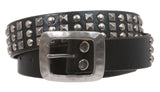 Snap on Three Row Punk Rock Star Antique Metal Studded Distressed Hammered Belt