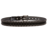 1 1/2" Snap on Antique Silver Circle Metal Studded Distressed Leather Belt
