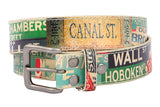 Snap On Genuine Vintage Multi-color Street Names Printed Leather Belt