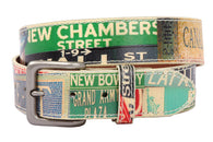 Snap On Genuine Vintage Multi-color Street Names Printed Leather Belt