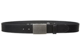 Men's Snap On 1 1/2" (38 mm) Leather Belt with Rectangular Gritty Looking Textured Belt Buckle